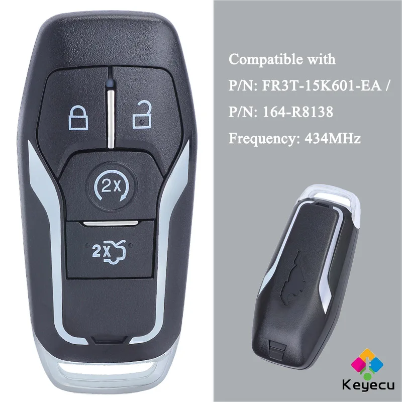 

KEYECU Smart Remote Control Car Key With 4 Buttons 434MHz FOB for Ford Mustang 2015 2016 2017 2018 2019 FR3T-15K601-EA 164-R8138