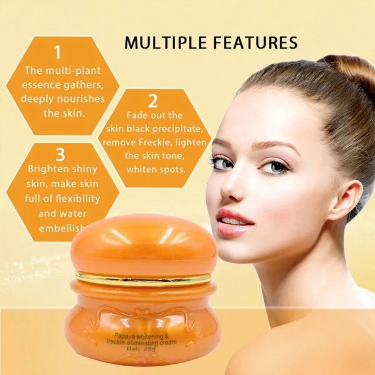 Отбеливающий с экстрактом папайи крем для лица против веснушек натуральная