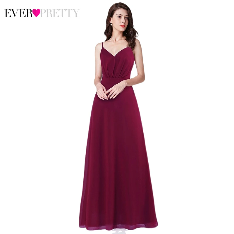 Ever Pretty Выпускные платья Burgundy трапециевидной формы с двойным v-образным вырезом безрукавный с Боковым Разрезом элегантные вечерние платья Laurea Robe Adolescente