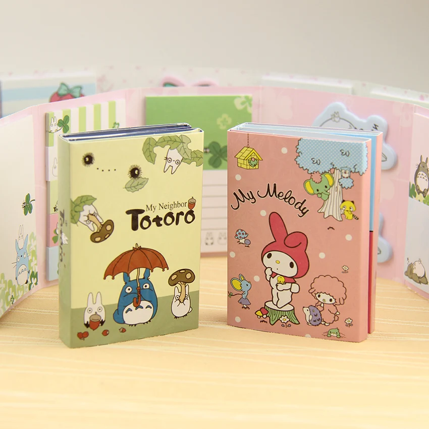 Kawaii Totoro Melody 6 складной блокнот для заметок Липкие заметки закладки для блокнота подарочные канцелярские товары 1 шт