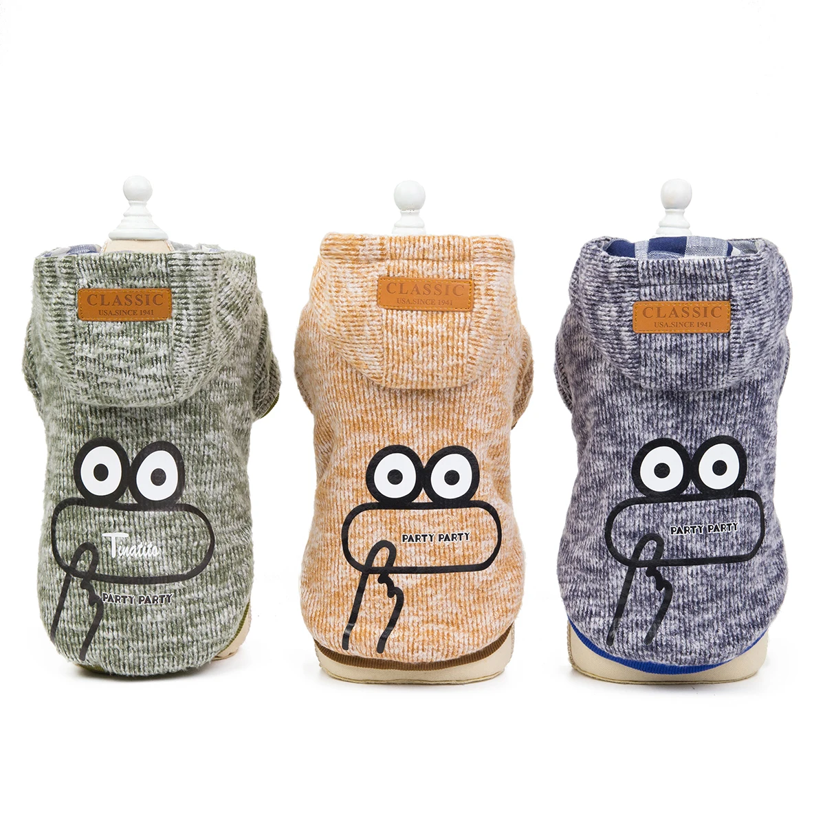 Свитер с капюшоном для собаки; зимнее пальто; теплая одежда для щенка с милым рисунком