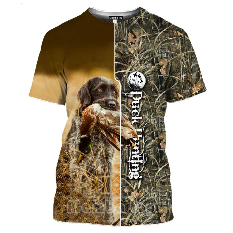 

2021 Men's New Top Wild Boar T-shirt Men's Jungle Animal Wild Duck 3D Printing Hunting Reed Camouflage T-shirt Gun Hidden Deer F