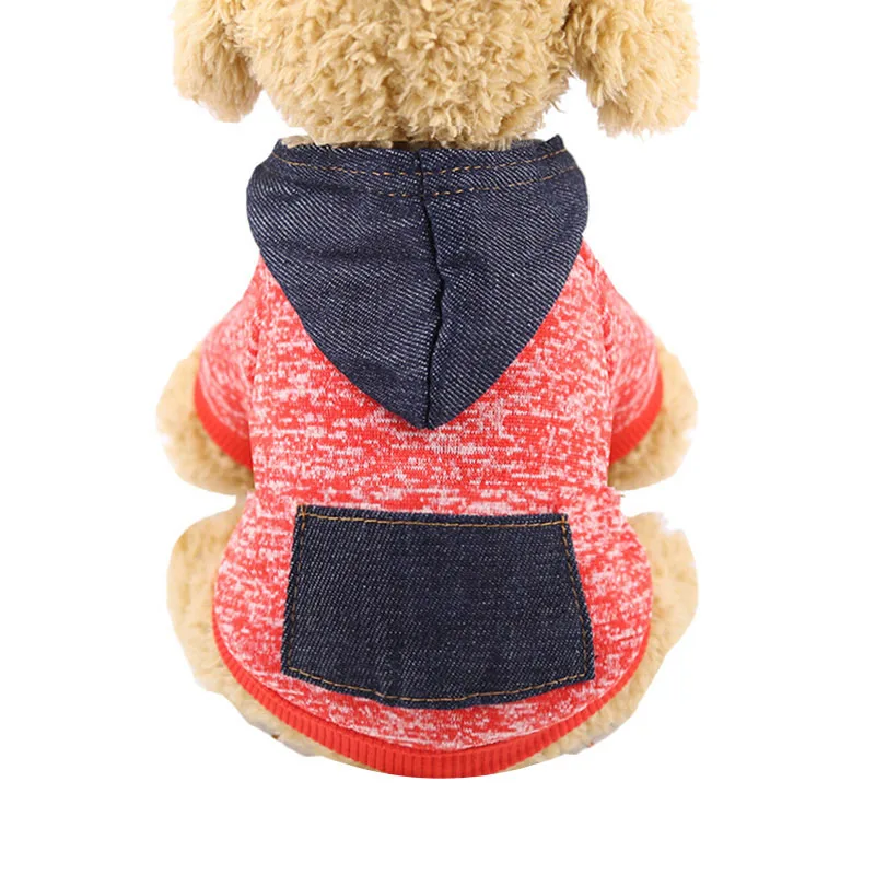 Jean Red Pawstrip/XS-2XL худи для домашних собак; пальто из мягкого флиса; теплая одежда для щенков; толстовка для собак; зимняя одежда для собак; Одежда для маленьких собак; магазин домашних животных - Цвет: Jean Red