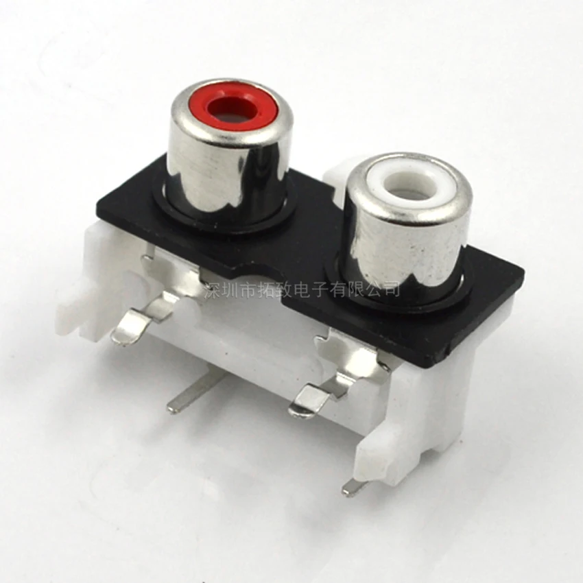 

50 шт./лот 2-портовый разъем RCA/гнездовой разъем, женский разъем, красный/белый для AV/Аудио/сигнала