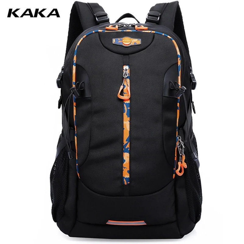 Мужской рюкзак из ткани Оксфорд KAKA черный водонепроницаемый вместительный для