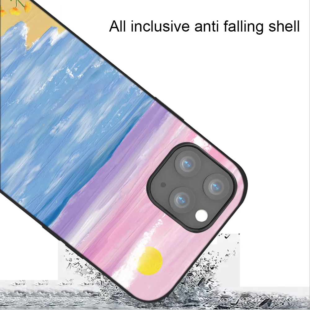 

Landscape Painting Case For iPhone 12 Pro 11 Pro Max SE 2020 X XR XS 7 8 6s Plus Phone Cases Matte Black TPU Soft Cover Coque