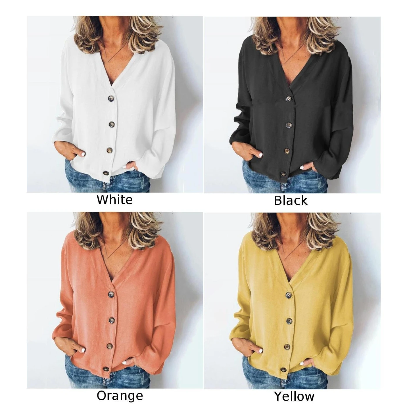 

Women Coat Casual Summer V-Neck Long Sleeve Sun Protection Buttons Sexy Tops