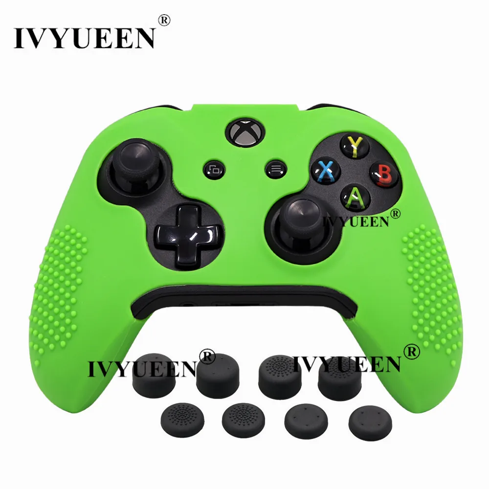 Зеленый IVYUEEN 9 в 1 силиконовый чехол для Xbox One X S контроллер и 8 шт. аналоговая ручка крышки - Цвет: Зеленый