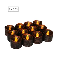 12pc creative wave mouth christmas decoration candle lights timing plastic brown shell emulates flameless led electronic candles