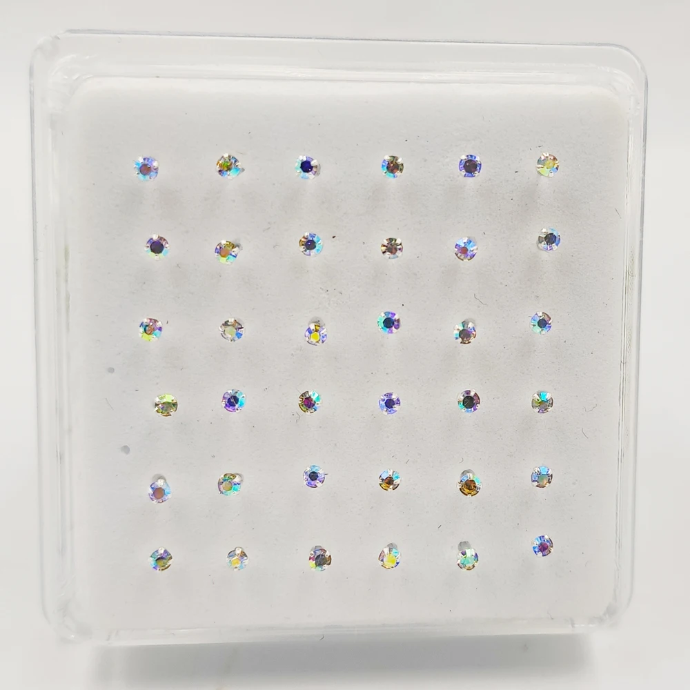 925 пробы серебро носа серьги гвоздики 2 мм усеяны искусственными драгоценными