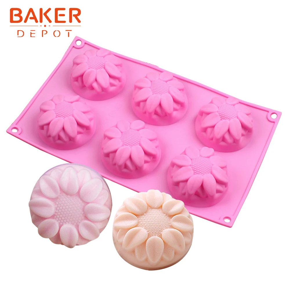 6 решеток Подсолнух ручная работа формы для мыла силиконовая форма торта желе