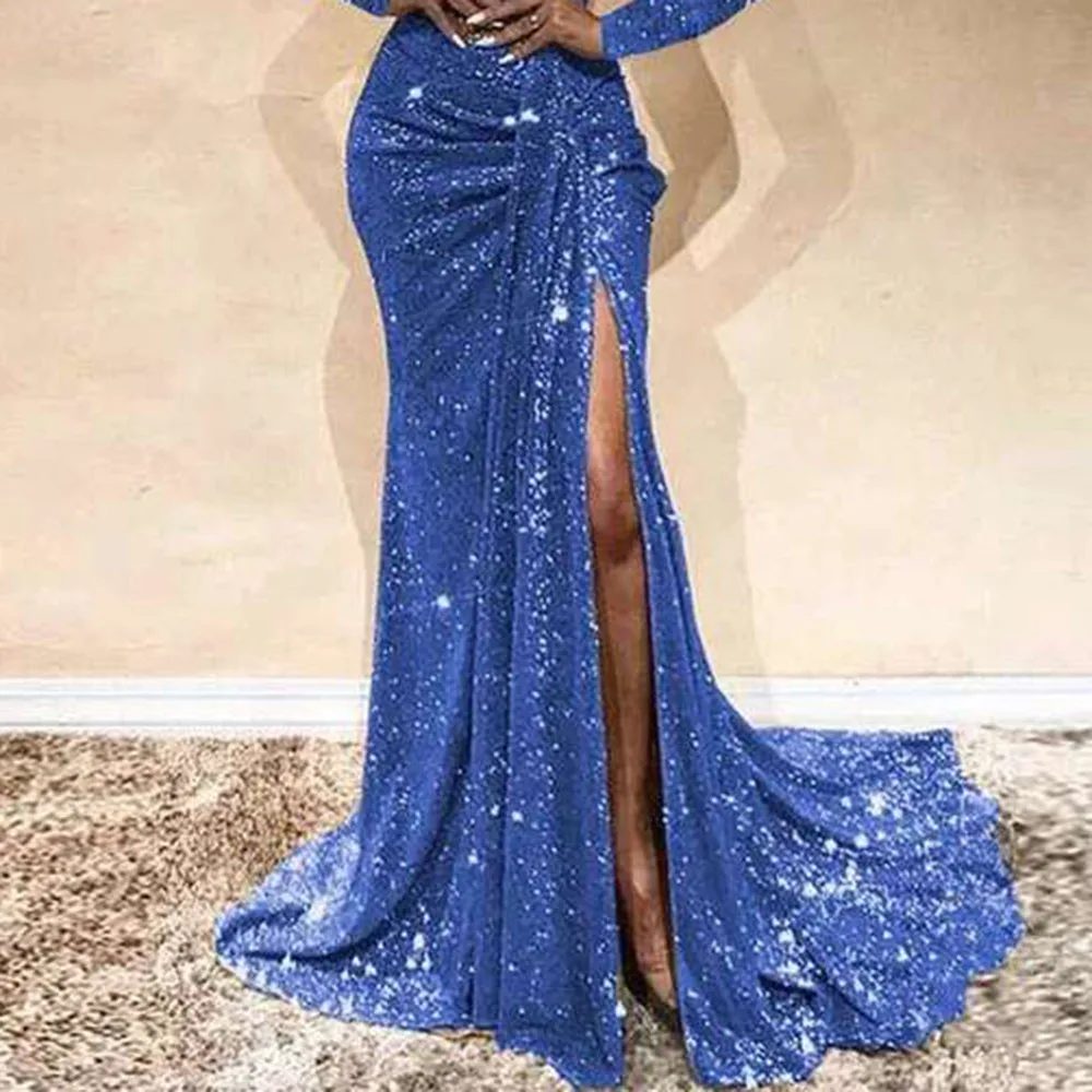 

Dress 2021 Sexy Pure Color Korean Fashion Blue Fashion Temperament Commuter Temperament Mid-waist Lace Ladies Long Skirt Set