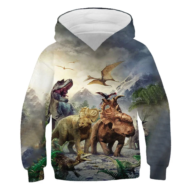 

New Jurassic Hoodie Dinosaur Animal Sweatshirt for Boys Girls 3D Printed Tops Child Long Sleeve Fashion Cool Children Clothes