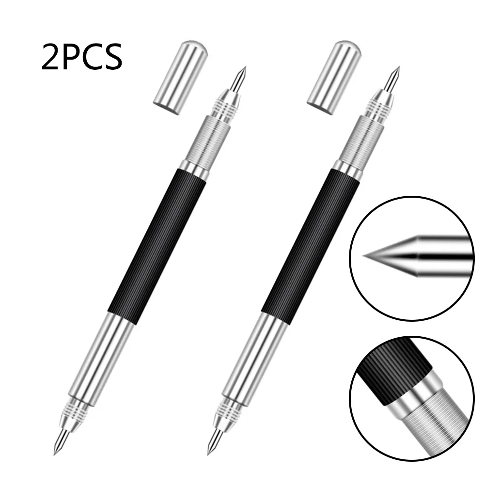 

2xDouble Ended Tungsten Carbide Scribing Pen Tip Steel Scriber Scribe Marker Metal Lettering Pen Hand Operated Tools
