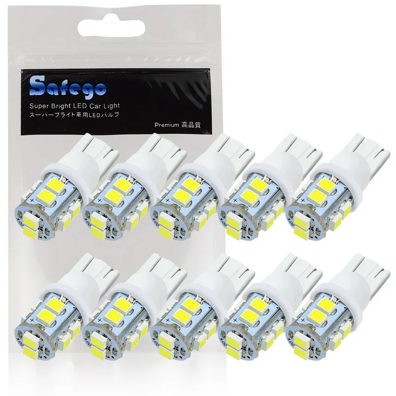 Клиновидные Автомобильные светодиодные лампы Safego 10 шт W5W T10 194 168 SMD 1210 3528 задний