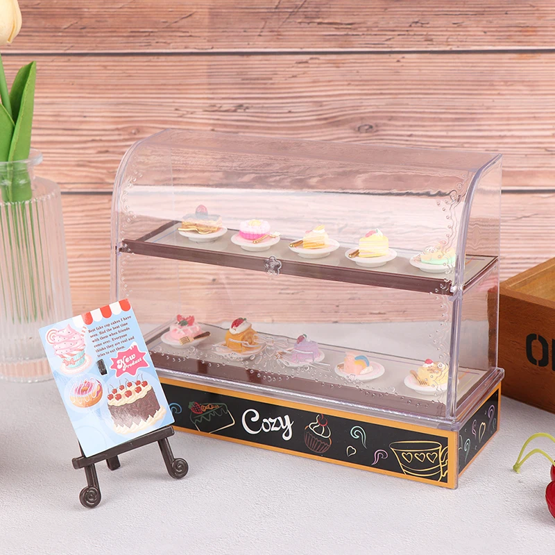 

Counter Item 1:12 Mini Cake Counter Advertising Frame Wooden Showcase Cabinet Dollhouse Fruniture Decor