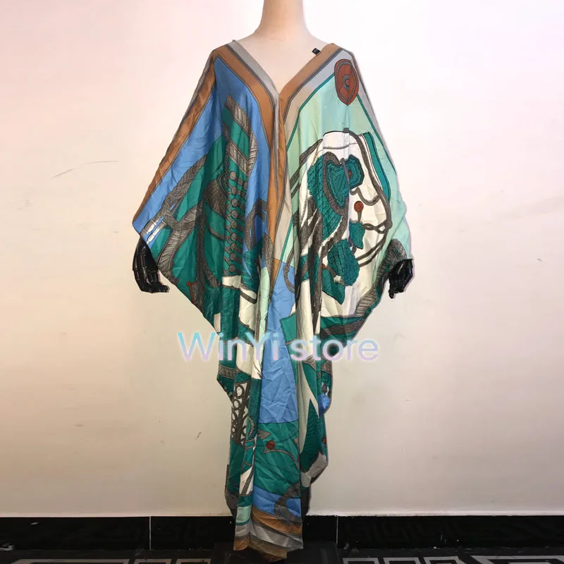 Dashiki Dress Print Autumn Party Elegant Dress Elegantes Muslim Abaya Bazin Robe Gown Broder Riche Sexy Lady Party maxi beach