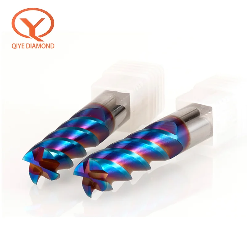 QIYE твердосплавная фреза HRC65 ° нано-покрытая Вольфрамовая сталь с 4 канавками 1 ~ 20