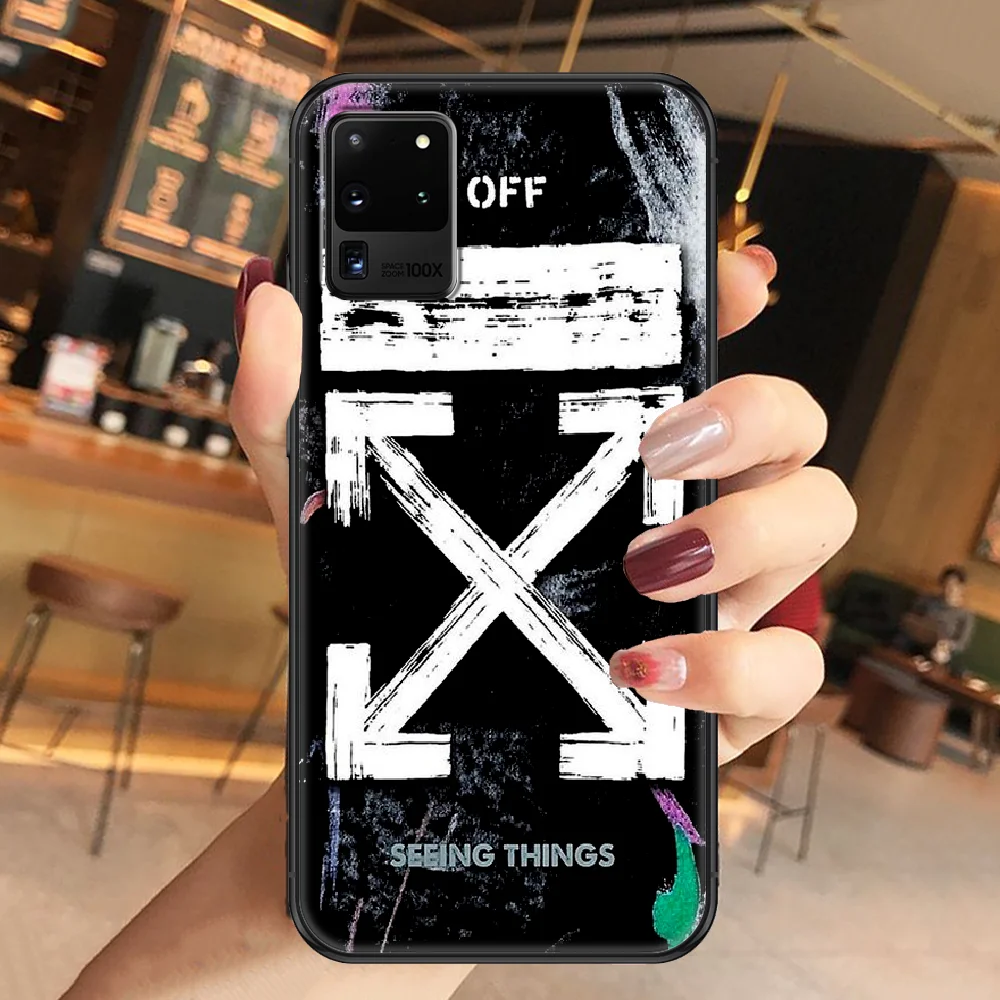 

OFF Trend Fashion Luxury White Brand Phone case For Samsung Galaxy Note 4 8 9 10 20 S8 S9 S10 S10E S20 Plus UITRA Ultra black