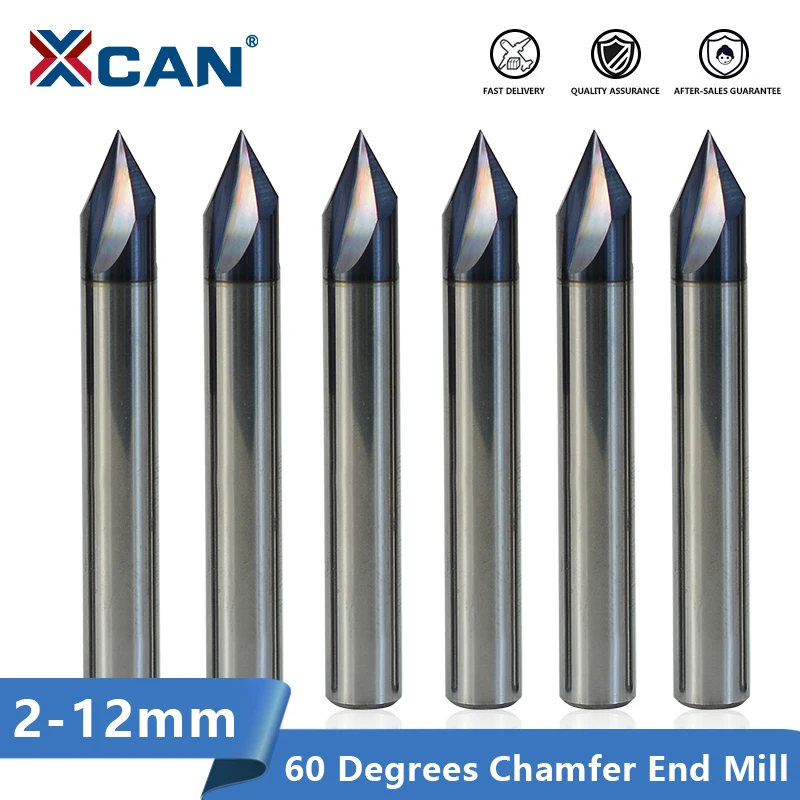 XCAN Carbide Chamfering Milling Cutter 60 Degrees 3 Flutes Deburring End Mill Aluminium CNC Machine Engraving Router Bit | Инструменты