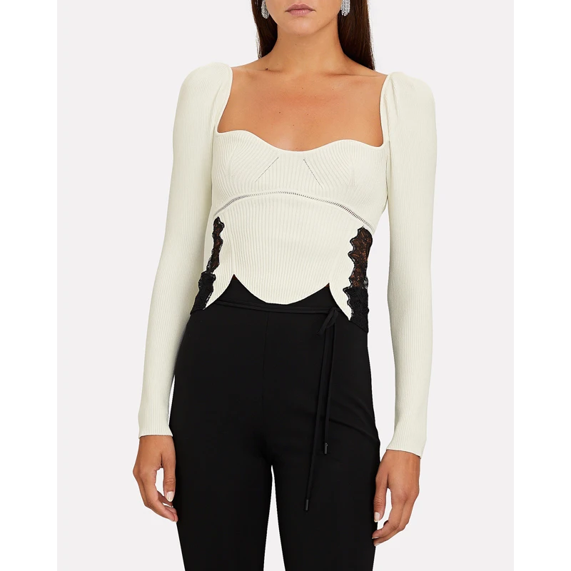 

Горячая Распродажа! Очаровательный винтажный сексуальный трикотажный Женский пуловер с квадратным вырезом и пышными рукавами 10,29 облегающий топ с кружевом и вышивкой в стиле пэчворк