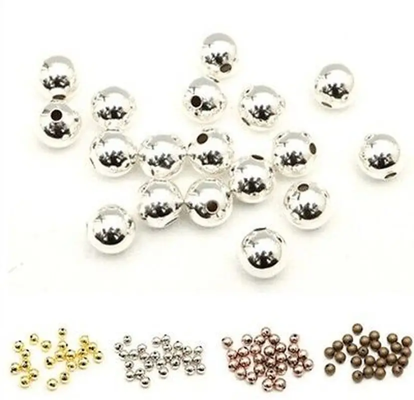 Оптовая продажа серебряных золотых медных металлических круглых бусин 6 мм/8 мм