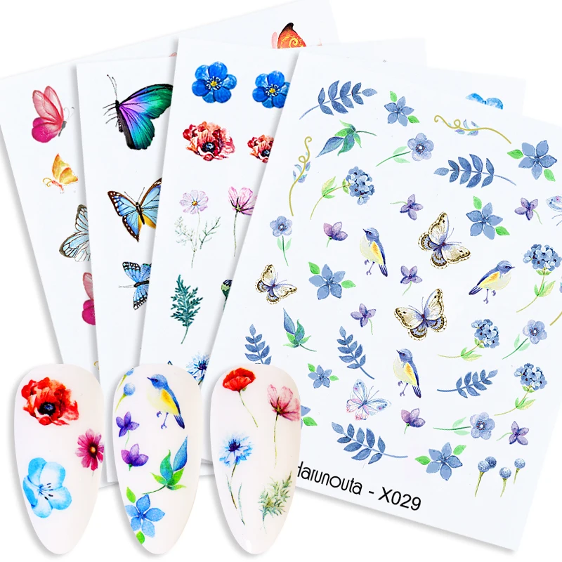 1 Набор наклеек для нейл арта набор цветочных переводных слайдер цветные Ловец