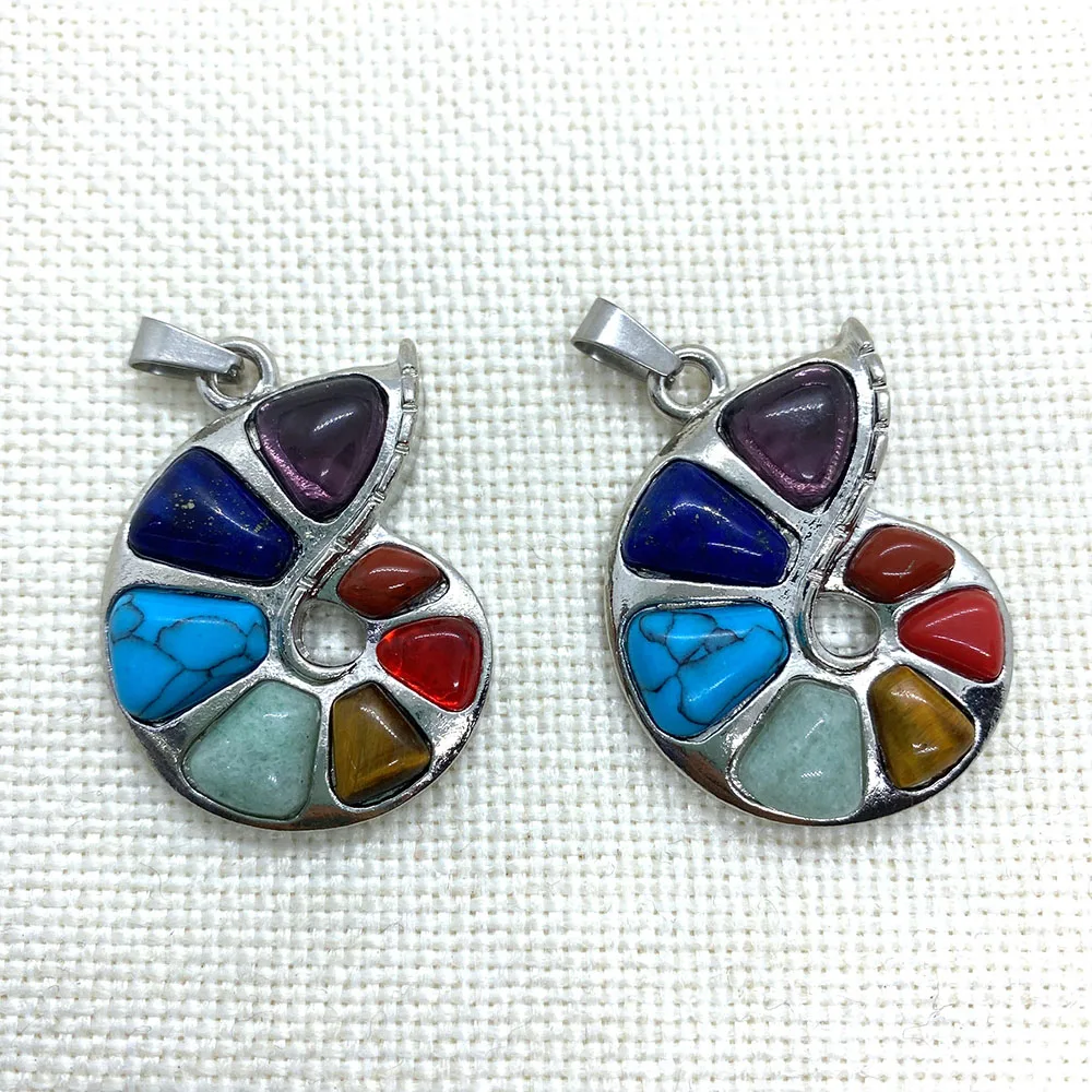 Натуральный камень семь чакр материал Улитка Исцеление ауры Очаровательная