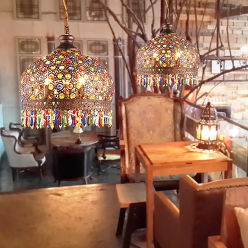 Богемные красочные хрустальные светодиодные люстры освещение для столовой
