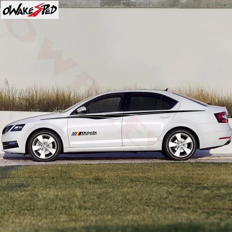 

1set Sport Styling Car Body Side Stickers Auto Waist Line DIY Decoration Decals For-Skoda Octavia Auto Tuning Accessories