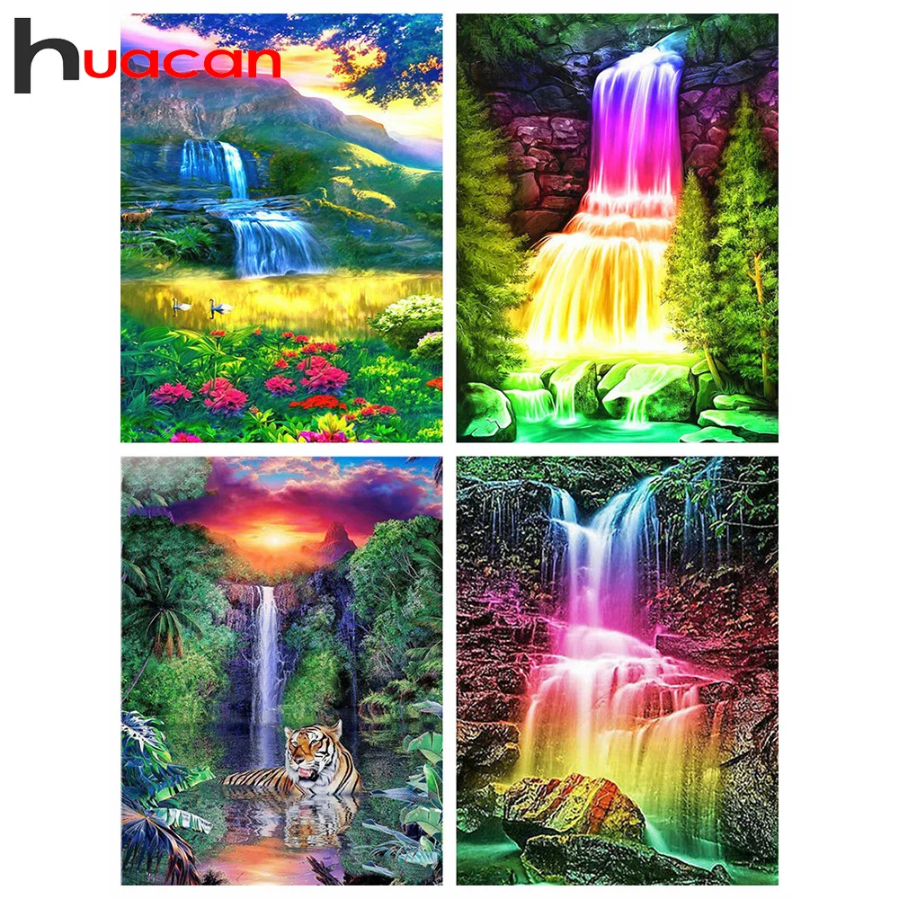 

Алмазная вышивка «Huacan Full Водопад» 5D «сделай сам», Алмазная мозаика, наборы для вышивки крестиком, ландшафтное украшение для дома