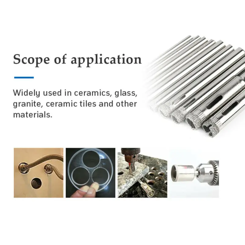 

10PC Drill Bits 3-13mm Diamond Drill Bits Ceramic Tile 3mm/0.12" 4mm/0.16"