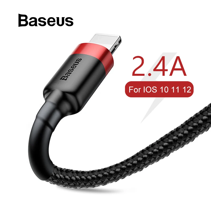 Baseus USB кабель зарядное устройство для iPhone 11 7 8 X 2.4A Быстрая зарядка USB кабель для передачи данных зарядный провод кабель для Iphone 6 6S