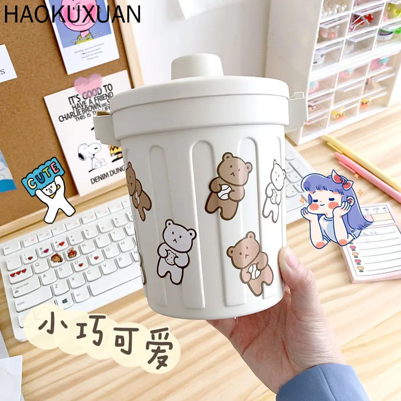 

Ins Lovely Desktop Pen Holder Storage Bucket Originality Solar Student Sundries Cosmetics Trash Container