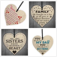 10pcs family sisters dad mom wooden heart shaped crafts christmas home diy tree decorations wine label small pendant accessories