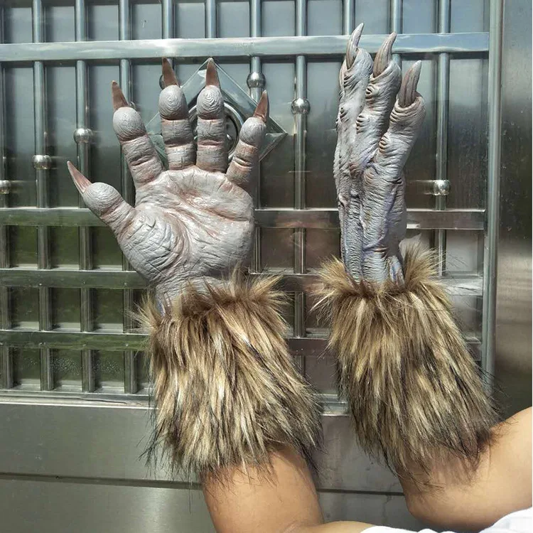 

Halloween Party Cosplay Props Wolf Gloves Horror Latex 3D Gloves for Adult Unisex