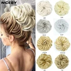 NICESY синтетические удлинители для девочек, вьющиеся волосы, кольцо для волос, шиньон, пучок, накидка на хвостики, подходит для женщин и детей