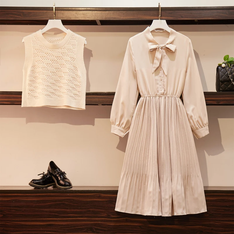 Женские винтажные комплекты больших размеров 2019 осенне зимние новые элегантные