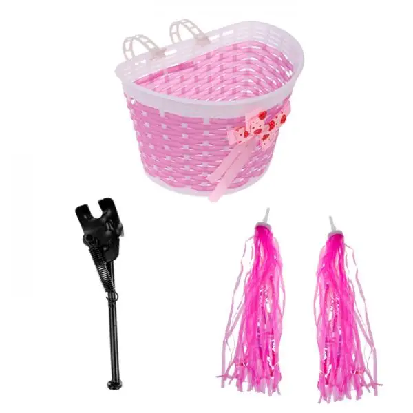 Велосипедный серпантин в руль с кисточками + передняя велосипедная корзина