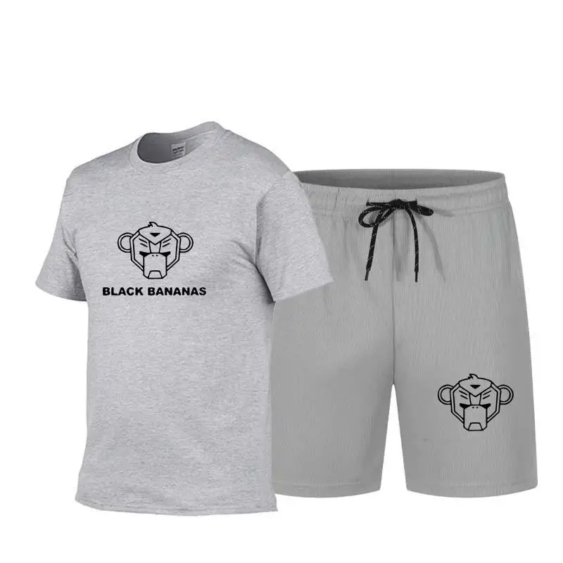 

Men Summer BLACK BANANAS Sportswear Sets Short sleeve T-shirts+ Short Pants New Fashion Men Casual Sets Shorts+T-shirts 2 pieces