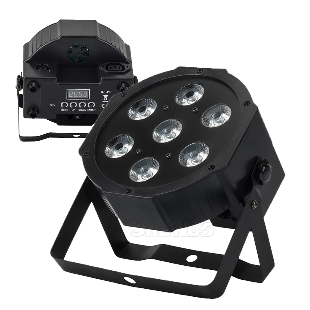 

LED Par 7x18W RGBWA+UV 6IN1 Lighting Professional For Stage Effec Atmosphere Of Disco DJ Music Party Club Dance Floor