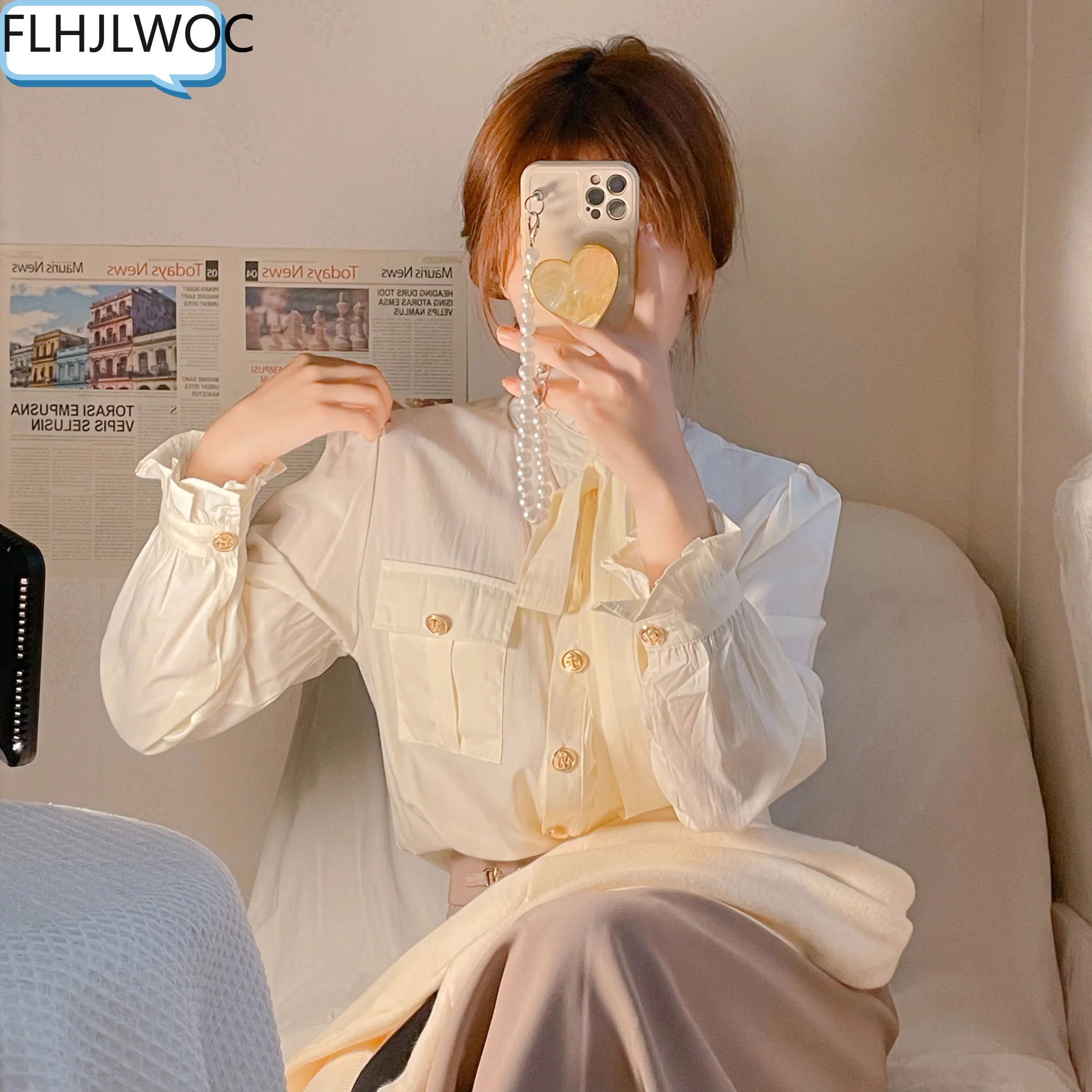 

Korea Chic Tops Blusas Bow Tie Office Lady Elegant Bling Thin Sexy Transparent Button White Shirts Flhjlwoc Fashion Women Blouse