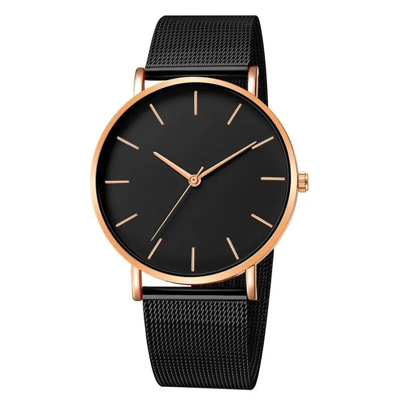 Montre Femme, современная мода, Reloj Mujer, черные кварцевые часы для женщин, сетчатый Браслет из нержавеющей стали, повседневные наручные часы для женщин