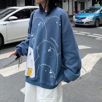 womens sweatshirt spring 2021 kpop loose long sleeved coat student cartoon print top harajuku style female jacket bluza damska