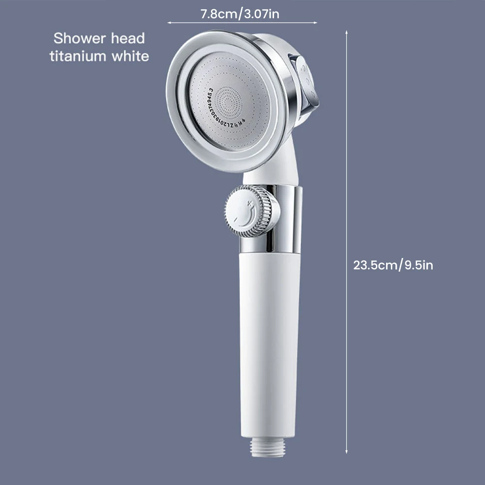 

Hand Held Shower Head High Pressure Rain 3 Function ABS Shower Sprayer Set Wall Mount Slide Bar Without Hook and Bracket Silver