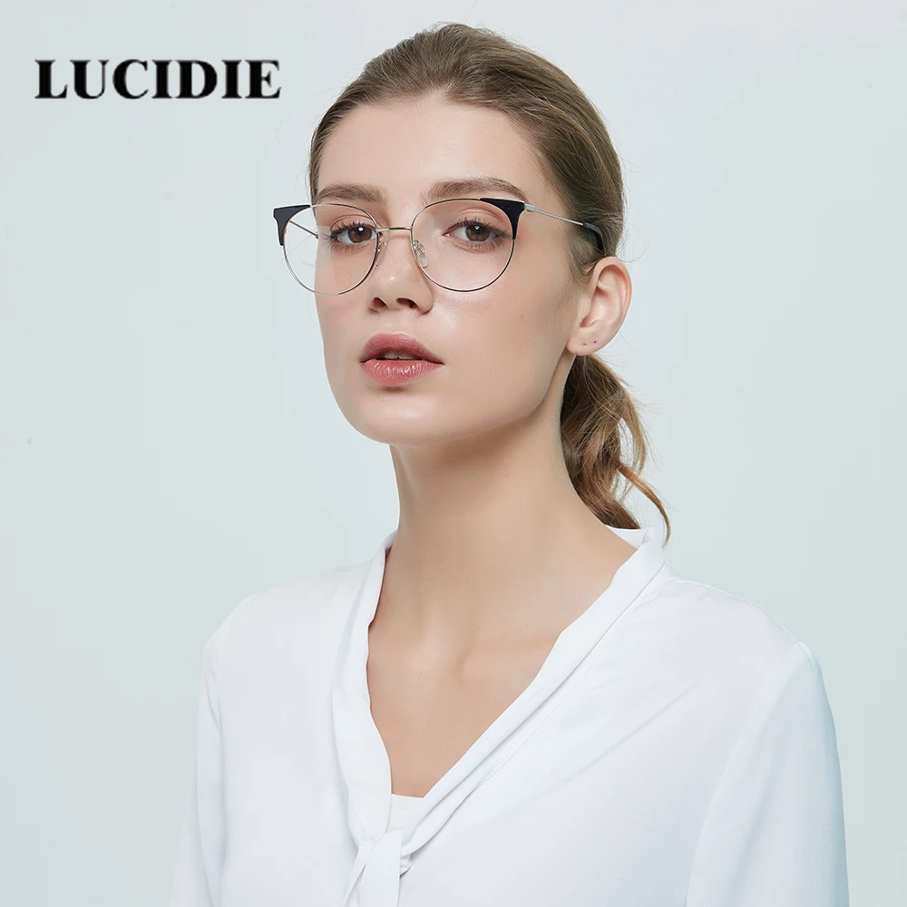 Женские модные очки в оправе кошачий глаз с прозрачными линзами черная Золотая