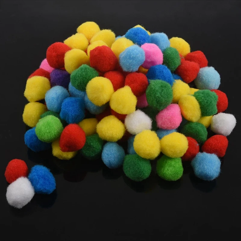 

200 Pcs Mixed Color Soft Fluffy Pompoms for Kids Crafts, 35mm & 30mm