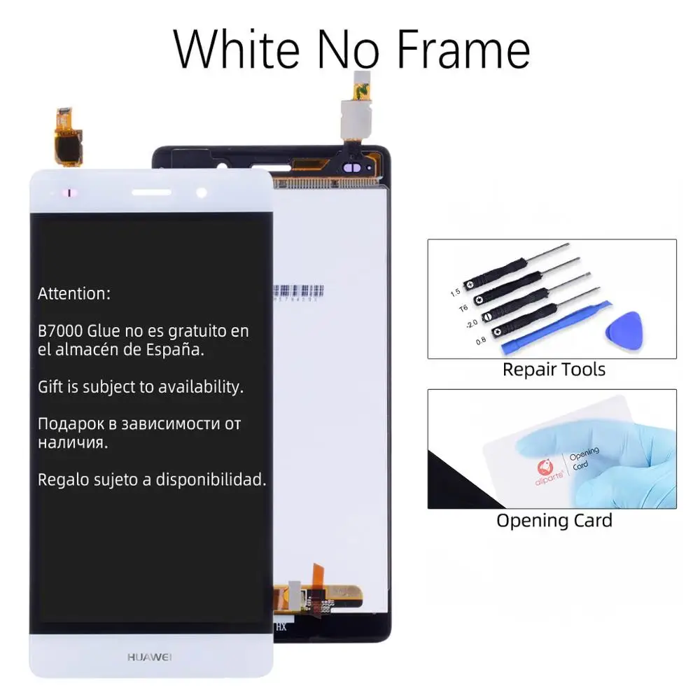 Дисплей для HUAWEI P8 Lite LCD в сборе с тачскрином на рамке 5.0‘’ черный белый золото - Цвет: White No Frame