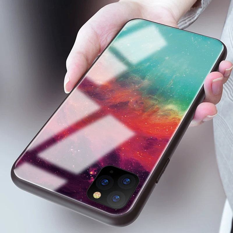 для iPhone 11 Pro Max чехол Роскошный i телефонный apple X XR XS макс. закаленное стекло задней