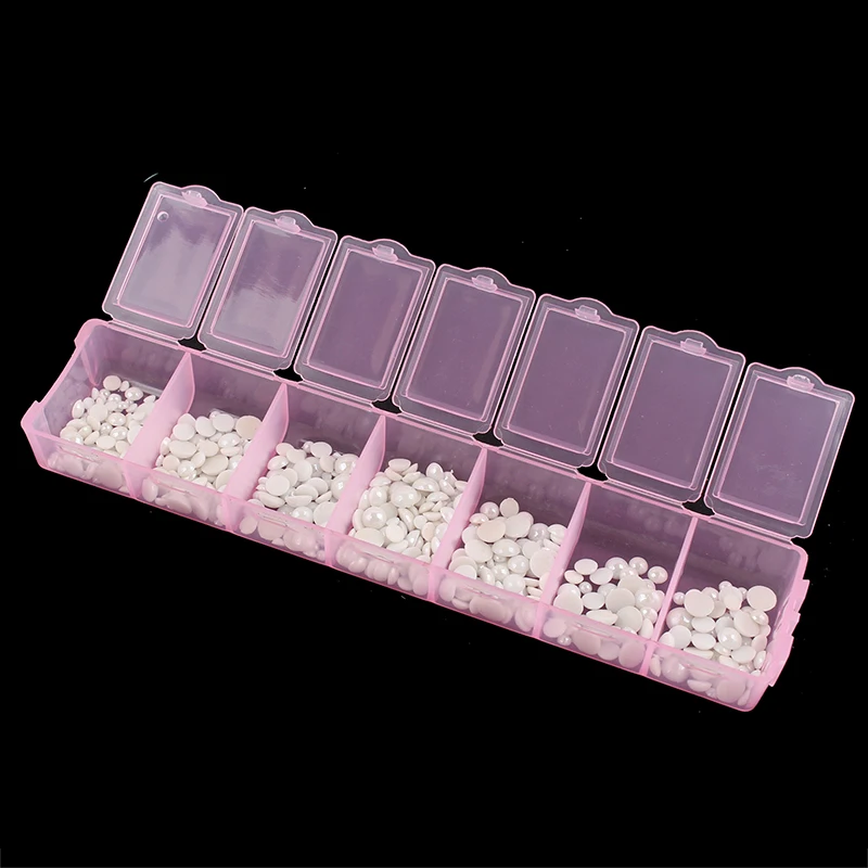 7 отделений задний Чехол Прозрачный Пластиковый пустой контейнер для Стразы